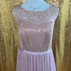 David’s Bridal Mauve & Gold Bridesmaid Dress